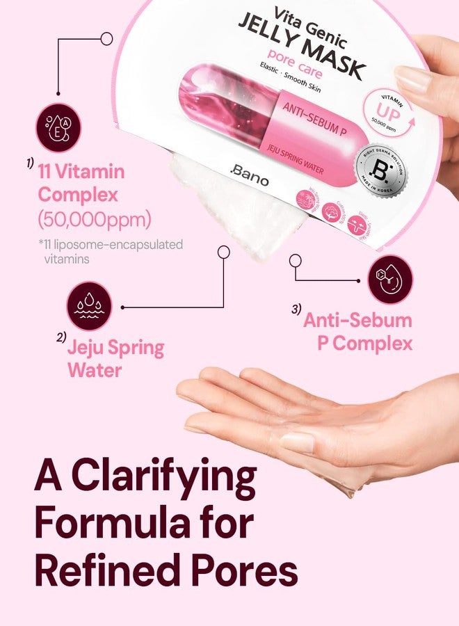 Bano Vita Genic Jelly Face Pore Care Mask 10EA – Hydrating Sheet Mask for Sensitive Skin, Korean Glass Skin Care with Spring Water, Vitamin C and Niacinamide, Sebum Control, Fragrance-Free - Image 3